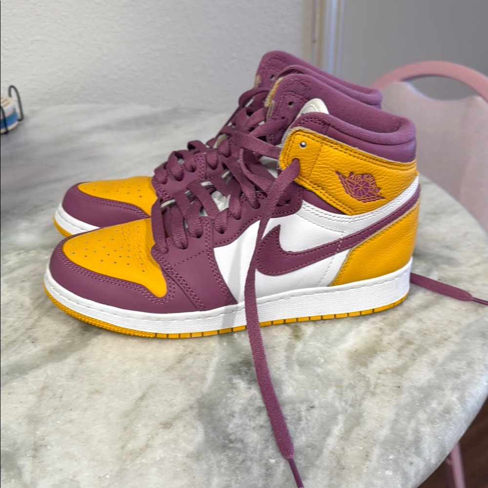 Purple and Yellow retro Jordan High-Top Sneakers